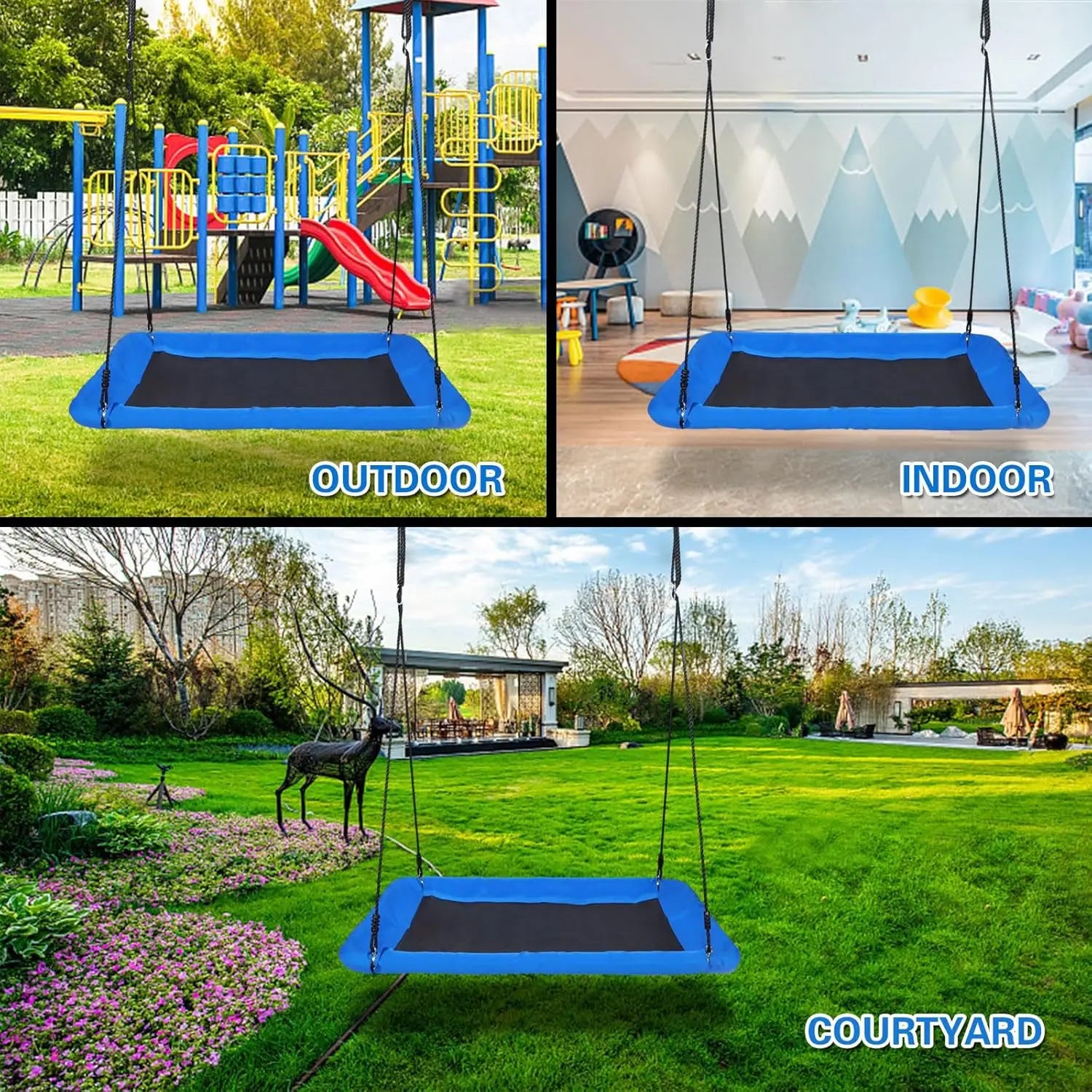 🌳 60" Giant Platform Tree Swing for Kids