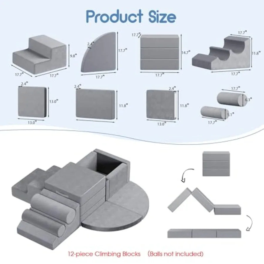 12 PCS Foam Climbing Blocks for Toddlers