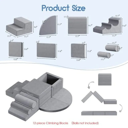 12 PCS Foam Climbing Blocks for Toddlers