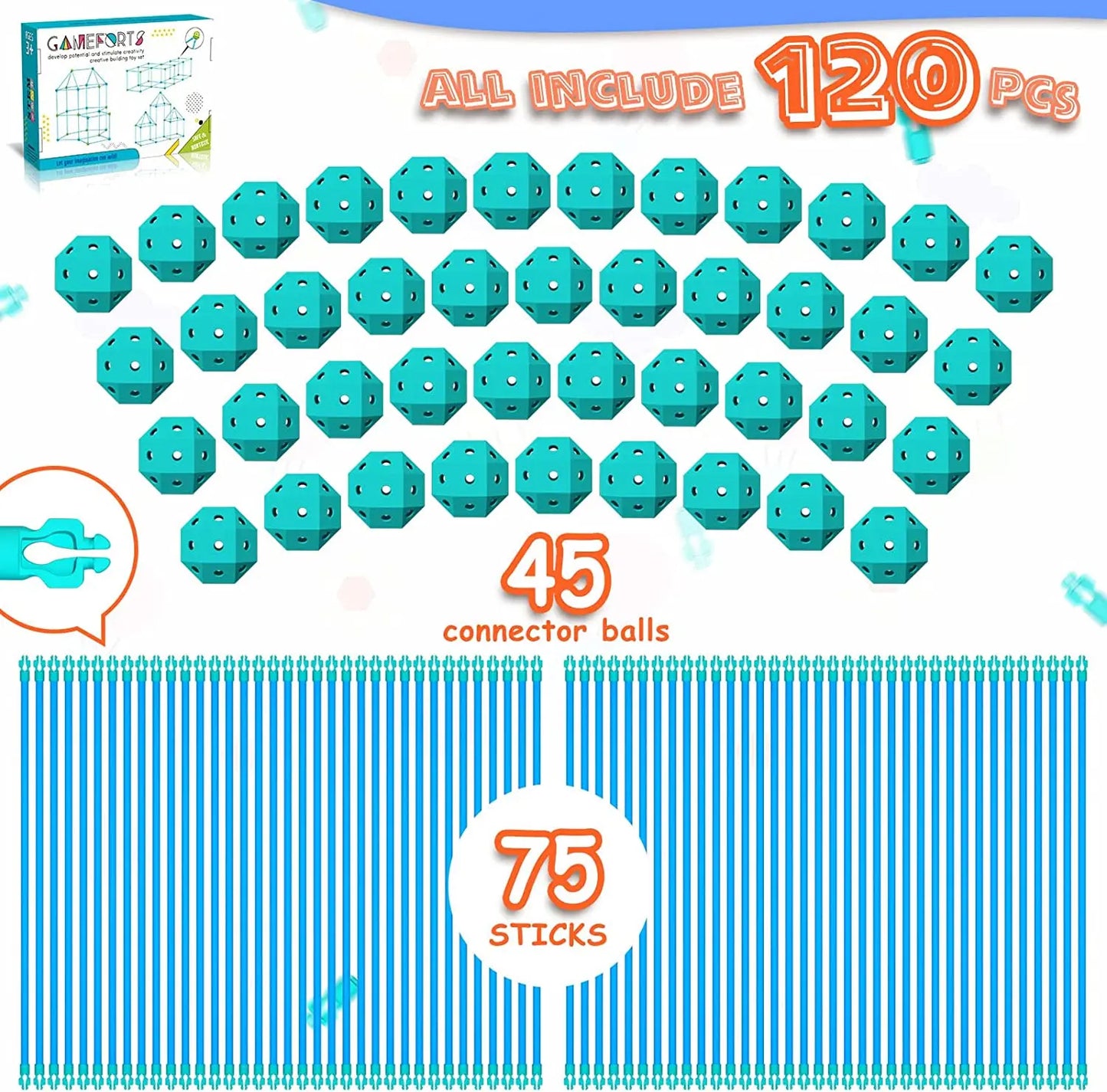 🏰 SucceBuy Fort Building Kit for Kids – 120 PCS